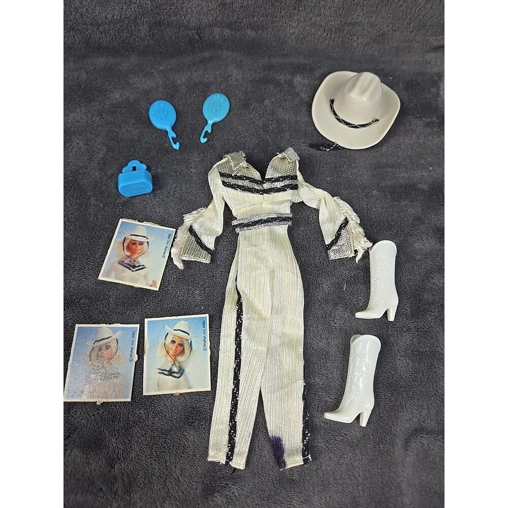 WESTERN BARBIE JUMPSUIT HAT BOOTS Vintage 1959-63 Original White Black Silver